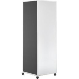 eurokraft basic Coluna informativa móvel , com 4 rodas orientáveis duplas imobilizáveis, tecido cinzento, quadro branco, Coluna informativa móvel, com 4 rodas orientáveis duplas imobilizáveis, tecido cinzento, quadro branco. Ideais para utilização na prod