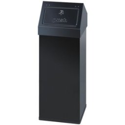 kaiserkraft Recipiente do lixo, alumínio, com tampa Push, capacidade 110 l, LxAxP 390 x 1000 x 390 mm, preto, Recipiente do lixo, alumínio, com tampa Push, capacidade 110 l, LxAxP 390 x 1000 x 390 mm, preto. Resistente ao fogo e aos odores. Design moderno