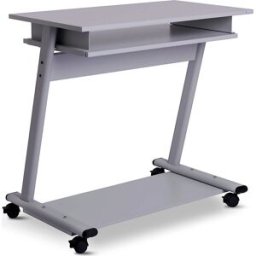 kaiserkraft Mesa de computador, largura 800 mm, 3 níveis, cinzento claro, Mesa de computador, largura 800 mm, 3 níveis, cinzento claro. Móveis sobre quatro rodas orientáveis. Com extração do teclado (L x P 705 x 400 mm). Graças à construção compacta, a me