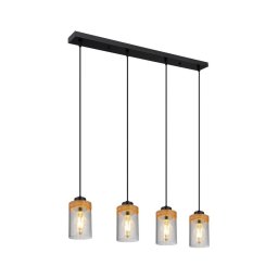 Globo 15557-4H - Candelabro suspenso FINCA 4xE27/40W/230V metal/madeira