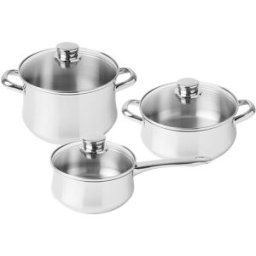 Conjunto de Cozinha Low Cost Classic Glass em Aço Inoxidável (3 Peças) - SILAMPOS