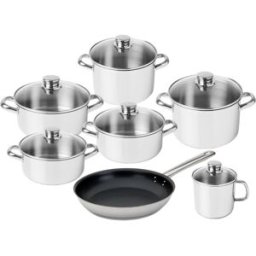 Conjunto de Cozinha Low Cost Essential Glass em Aço Inoxidável (7 Peças) - SILAMPOS