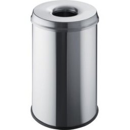 helit Cesto de papéis de segurança, aço, ignífugo , capacidade 30 l, embalagem de 2 unid., aço inoxidável, Cesto de papéis de segurança, aço, ignífugo, capacidade 30 l, embalagem de 2 unid., aço inoxidável. Cabeça de extinção ignífuga para a prevenção aut