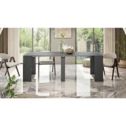 Dmora Consola extensível Diluna, Mesa de jantar extensível, Prateleira com extensões multiusos extensíveis até 10 lugares, 51/237x90h78 cm, Antracite