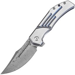 KANSEPT Orion Damascus 0.137''/3.5mm Azul Anodizado e Titânio Satinado à Máquina K1
