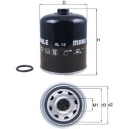 Cartucho de secador de ar, sistema de ar comprimido MAHLE AL 14