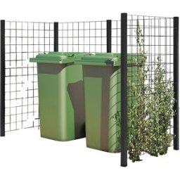 kaiserkraft Separação para contentores de lixo, treliça de aço, CxLxA 1935 x 990 x 1470 mm, preto, Separação para contentores de lixo, treliça de aço, CxLxA 1935 x 990 x 1470 mm, preto. Design dinamarquês intemporal. Postes de aço galvanizado a fogo para