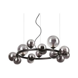 Ideal Lux - Lustre LED suspenso por cabo PERLAGE 14xG9/3W/230V diâmetro 85 cm preto/fumê