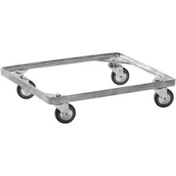 kaiserkraft Chassi rolante para cesto empilhável, galvanizada, CxL 830 x 580 mm, Chassi rolante para cesto empilhável, galvanizada, CxL 830 x 580 mm. Em ferro angular, 4 rodas orientáveis, Ø das rodas 75 mm, pneus de borracha maciça.