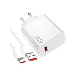 Carregador Xiaomi 67W Charging Combo + Cabo USB-A para USB-C Branco