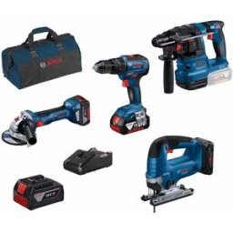 Kit 4 Máquinas GSB 18V-55 + GWS 18V-7 + GBH 18V-21 + 18V-125 B + 3 Baterias 18V Bosch