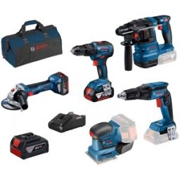 Kit 5 Máquinas GSB 18V-55 + GWS 18V-7 + GBH 18V-21 + GTB 18V-45 + GSS 18V-10 +Bateria 18V Bosch