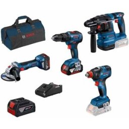 Kit 4 Máquinas GSB 18V-55 + GWS 18V-7 + GBH 18V-21 + GDX 18V-200 + 3 Baterias 18V Bosch