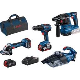 Kit 4 Máquinas GSB 18V-55 + GWS 18V-7 + GBH 18V-21 + GAS 18V-1 + 3xBaterias 18V 4,0Ah Bosch