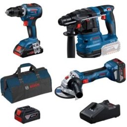 Kit 3 Máquinas GBH 18V-21 + GWS 18V-7 + GSB 18V-55 + Bateria 18V Bosch