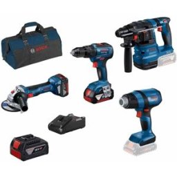 Kit 4 Máquinas GSB 18V-55 + GWS 18V-7 + GBH 18V-21 + GHG 18V-50 + 3 Baterias 18V 4,0Ah Bosch