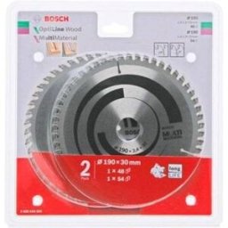 Kit 1+1 Discos Serra Circular 190mm P/ Madeira Bosch 2608644655