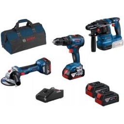 Kit 3 Máquinas GBH 18V-21 + GSB 18V-55 + GWS 18V-7 + GAL 18V-40 + 4 Baterias 18V Bosch