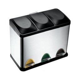 Contentor de lixo para resíduos recicláveis 45 l preto/inox