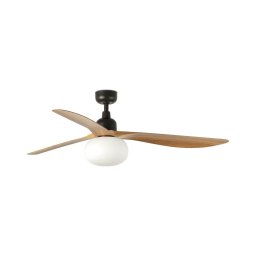 FARO 34360WT-11L-Ventoinha de teto OUTWOOD L 1xE27/15W castanho/preto diâmetro 150 cm WT IP44+comando remoto