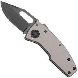 Demko Knives Demko Nano-Shark, NANO-20CV-ARTILLERY GREY ALUM-CP, Stealth DLC CPM 20CV Clip Point, Artillery Grey Aluminum navalha