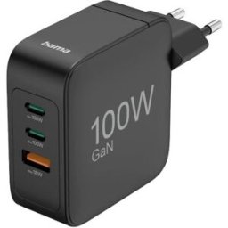 Hama Carregador GaN USB+2XUSB-C - 100W - Preto