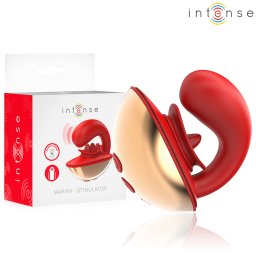 INTENSE - VIBRADOR E ESTIMULADOR MARIAH EM FORMATO U 10 VIBRAÇÕES VERMELHO