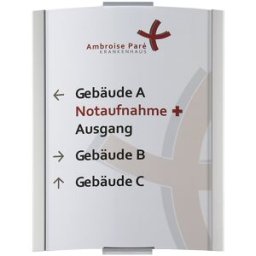 kaiserkraft Auxiliar de orientação FRANKFURT™, A3, vertical, AxL 420 x 317 mm, peso 1,96 kg, Auxiliar de orientação FRANKFURT™, A3, vertical, AxL 420 x 317 mm, peso 1,96 kg. Placa de orientação curva. Alumínio anodizado prateado. Inclui cobertura antirref