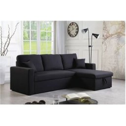 Habitat et jardin Sofá de canto conversível/reversível "Alain" - 221 x 145 x 85 cm - 3 lugares - Preto