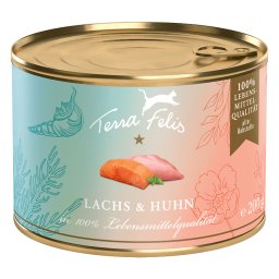 12x200g salmão e frango Terra Felis suplemento para gatos