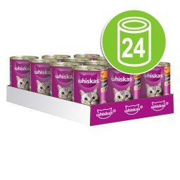 24x400g pack misto molho Whiskas 1+ latas comida húmida gatos