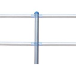 Moravia Sistema de gradeamento , tubo de suporte A, para encastrar em betão, Sistema de gradeamento, tubo de suporte A, para encastrar em betão. Aço inoxidável - beleza duradoura. Abraçadeiras, tampas e peças de ligação lacadas em azul RAL 5017. De alta q