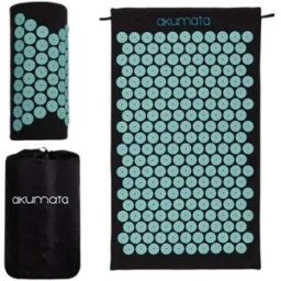 Akumata Classic Acupressure Tapete de Acupressão com Almofada Massajador de Costas 1 un. Black and Mint no outside box