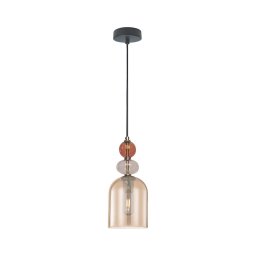 Lustre suspenso com cabo TROPEA 1xE27/15W/230V preto/vermelho fumê/bege