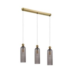 Lustre suspenso por cabo PIEGA 3xE14/40W/230V latão/preto fumado