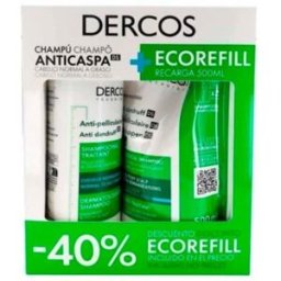 Dercos Pack Champô Caspa Oleosa 390ml + Refill 500ml Preço Especial