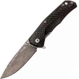 Lionsteel TRE THOR Damascus, Fibra de Carbono, CINZA. Caixa de madeira IKBS TRE DT FC
