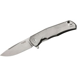 Faca dobrável Lionsteel, lâmina M390, cabo de titânio CINZA Acc. IKBS caixa de madeira KIT TRE GY