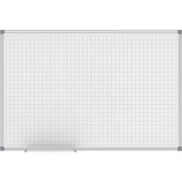 MAUL Quadro quadriculado standard, branco , quadrícula 20 x 20 mm, LxA 900 x 600 mm, Quadro quadriculado standard, branco, quadrícula 20 x 20 mm, LxA 900 x 600 mm. Superfície de trabalho robusta em chapa de aço revestida a plástico, adequada para uso freq