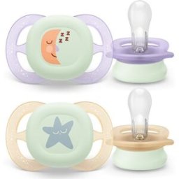 Philips Avent Ultra Start Chupeta Noturna Lua e Estrela 0-2m+ Brilha no Escuro