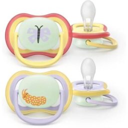 Philips Avent Ultra Air Chupeta Noturna Borboleta e Minhoca 0-6m+ Brilha no Escuro