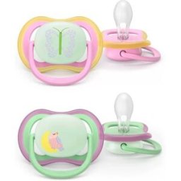 Philips Avent Ultra Air Chupeta Noturna Borboleta e Tucano 6-18m+ Brilha no Escuro