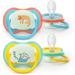 Philips Avent Ultra Air Chupeta Noturna Chita e Coruja 18m+ Brilha no Escuro