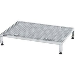 eurokraft pro Plataforma de trabalho, ajustável em altura 165 - 230 mm , com placa em grade, plataforma CxL 910 x 610 mm, galvanizada a fogo, Plataforma de trabalho, ajustável em altura 165 - 230 mm, com placa em grade, plataforma CxL 910 x 610 mm, galvan