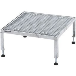 eurokraft pro Plataforma de trabalho, ajustável em altura 255 - 320 mm , com placa em grade, plataforma CxL 610 x 610 mm, galvanizada a fogo, Plataforma de trabalho, ajustável em altura 255 - 320 mm, com placa em grade, plataforma CxL 610 x 610 mm, galvan