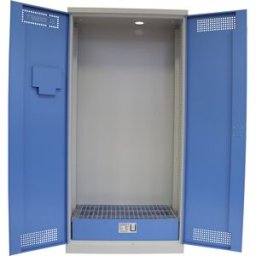 eurokraft pro Armário para bidões, corpo vazio , com cuba no fundo e grade, AxLxP 1950 x 950 x 500 mm, Armário para bidões, corpo vazio, com cuba no fundo e grade, AxLxP 1950 x 950 x 500 mm. Armazenamento seguro e homologado de substâncias tóxicas e líqui