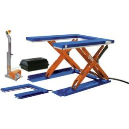 Edmolift Mesa de elevação de forma plana , CxL 1350 x 1080 mm, distância de elevação 900 mm, plataforma em U, 230 V, com elemento de comando de pé, Mesa de elevação de forma plana, CxL 1350 x 1080 mm, distância de elevação 900 mm, plataforma em U, 230 V,