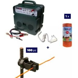 Gemi Elettronica Cerca elétrica kit completo com energizador 12/220v, 250m de fio de 2,2mm² e isoladores de ferro para cerca elétrica. gemi