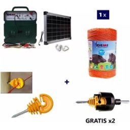 Gemi Elettronica Cerca elétrica kit completo com painel solar: energizador de 12v e 500m de fio de 6mm² para cerca elétrica de madeira. gemi