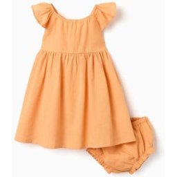 ZIPPY Vestido de algodão com folhos e forro para bebé menina, laranja Amarelo 12-18 Months